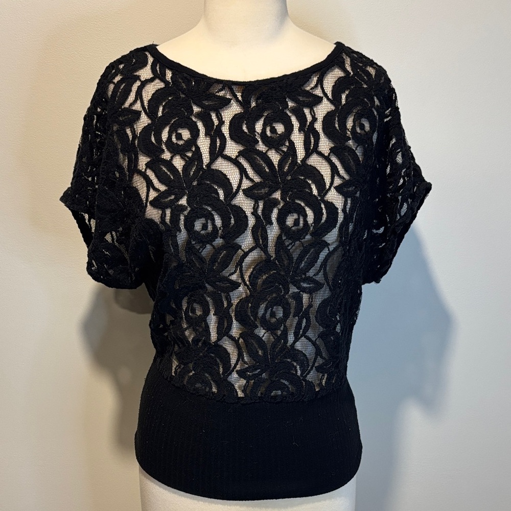Maurices Black Lace Floral Blouse
